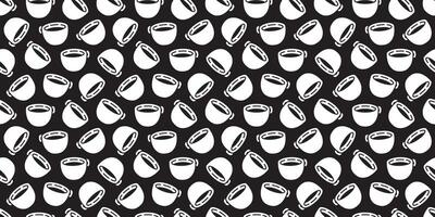 kaffe te kopp sömlös mönster te mjölk glas upprepa bakgrund scarf isolerat bricka tapet tecknad serie illustration klotter svart design vektor