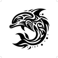 beluga , delfin i modern stam- tatuering, abstrakt linje konst av djur, minimalistisk kontur. vektor