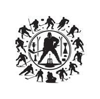 Eis Eishockey Spieler Silhouetten Symbol Logo Illustration vektor