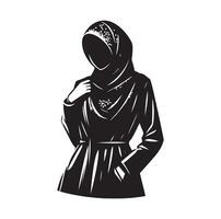 Hijab Stil Mode Stehen Illustration Design vektor