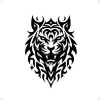 tiger i modern stam- tatuering, abstrakt linje konst av djur, minimalistisk kontur. vektor