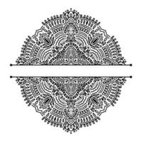 grafische Hälfte für die Inschrift runden Mandala abstrakt in weißem Hintergrund. Boho indische Form. ethnischen orientalischen Stil isoliert. vektor