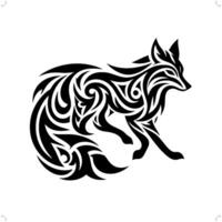fennec räv, räv i modern stam- tatuering, abstrakt linje konst av djur, minimalistisk kontur. vektor