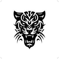 jaguar, leopard, panter i modern stam- tatuering, abstrakt linje konst av djur, minimalistisk kontur. vektor