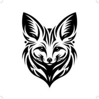 fennec Fuchs Fuchs im modern Stammes- Tätowierung, abstrakt Linie Kunst von Tiere, minimalistisch Kontur. vektor