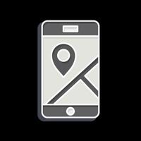 Symbol Handy, Mobiltelefon GPS. verbunden zu Navigation Symbol. glänzend Stil. einfach Design Illustration vektor