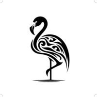 flamingo i modern stam- tatuering, abstrakt linje konst av djur, minimalistisk kontur. vektor
