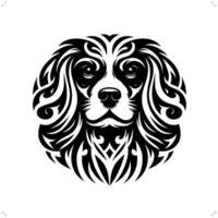 Kavalier Spaniel Hund im modern Stammes- Tätowierung, abstrakt Linie Kunst von Tiere, minimalistisch Kontur. vektor