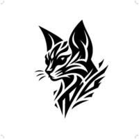 abessinier katt i modern stam- tatuering, abstrakt linje konst av djur, minimalistisk kontur. vektor
