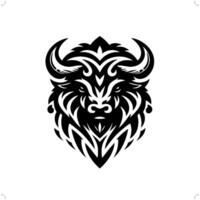 bison , buffel i modern stam- tatuering, abstrakt linje konst av djur, minimalistisk kontur. vektor