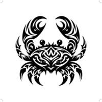krabba i modern stam- tatuering, abstrakt linje konst av djur, minimalistisk kontur. vektor