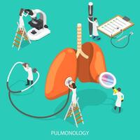 isometrisk platt illustration av respiratorisk medicin, pulmonology begrepp. vektor