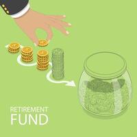 3d isometrisk platt begrepp av pensionering fond. vektor