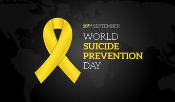 Welt Selbstmord Verhütung Tag schwarz Hintergrund Illustration Banner mit Gelb Band vektor