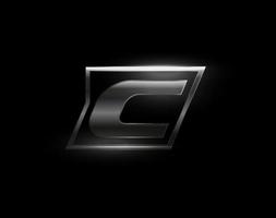 Carbon-Speed-Buchstabe-C-Logo, dunkle, matte Metall-Carbon-Textur. Drive dynamischer Stahlbuchstabe, Turbo Bold Italic Chrome Logo für Automobilindustrie, Fitnessstudio, Sport. Vektormonogramm, Emblem vektor
