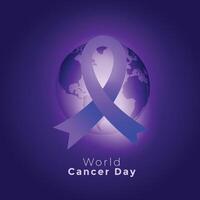 lila band och jord på värld cancer dag vektor