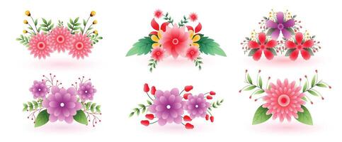 einstellen von natürlich blühen Blume Hintergrund zum Hochzeit oder Jahrestag Dekoration vektor