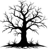 ein schwarz und Weiß Silhouette von ein tot Baum vektor