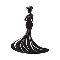 das schwarz Silhouette von ein Mode Modell. schön Frauen isoliert auf ein Weiß Hintergrund vektor