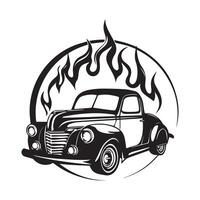 Feuer Auto Bild. Illustration von ein Feuer Auto isoliert auf Weiß vektor