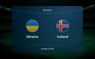 ukraina mot island. Europa fotboll turnering 2024 vektor