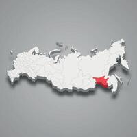 Amur Region Ort innerhalb Russland 3d Karte vektor