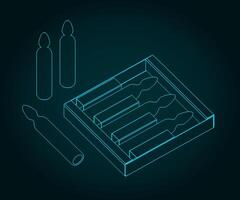 Verpackung Glas Ampullen mit Medizin zum Injektion Illustration vektor