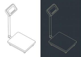 industriell vägning skala isometrisk ritningar vektor