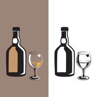 Glas und Flasche Cognac vektor