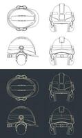 industriell Sicherheit Helm mit Ohr Muffen Blaupausen vektor