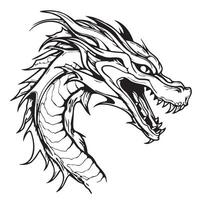 Drachen Gesicht mystisch skizzieren gezeichnet im Gekritzel Stil Logo Illustration vektor