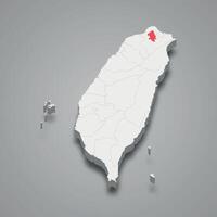 Taipeh Stadt Aufteilung Ort innerhalb Taiwan 3d Karte vektor