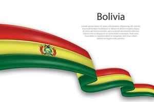 abstrakt vågig flagga av bolivia på vit bakgrund vektor