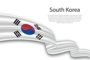 abstrakt vågig flagga av söder korea på vit bakgrund vektor
