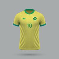 3d realistisk fotboll jersey Brasilien nationell team 2024 vektor