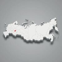 udmurtia Region Ort innerhalb Russland 3d Karte vektor