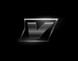 Carbon Speed Letter V-Logo, dunkle, matte Metall-Carbon-Textur. Drive dynamischer Stahlbuchstabe, Turbo Bold Italic Chrome Logo für Automobilindustrie, Fitnessstudio, Sport. Vektormonogramm, Emblem