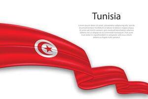 abstrakt vågig flagga av tunisien på vit bakgrund vektor