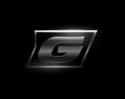 Carbon Speed Letter g Logo, dunkle, matte Metall-Carbon-Textur. Drive dynamischer Stahlbuchstabe, Turbo Bold Italic Chrome Logo für Automobilindustrie, Fitnessstudio, Sport. Vektormonogramm, Emblem vektor