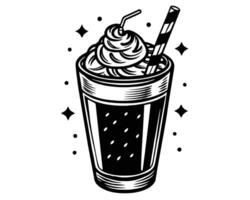 illustration hand dragen glas av latte kaffe vektor