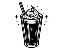 Illustration Hand gezeichnet Glas von Latté Kaffee vektor