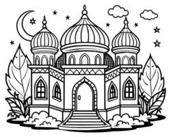 Moschee mit Hand gezeichnet Skizzierung Illustration vektor