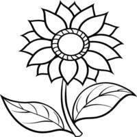Sonnenblume Färbung Seiten. Sonnenblume Umriss. Blume Linie Kunst zum Färbung Buch vektor