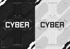 cyberpunk trogen affisch uppsättning. cyberpunk design för webb och skriva ut mall. tech flygblad med hud element samling. abstrakt trogen digital teknologi design. virtuell miljöer. vektor