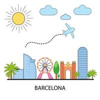 ikoner av barcelona. vykort barcelona. solig stad av barcelona. illustration vektor