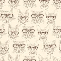 Cat hipsters sömlösa mönster vektor
