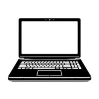 schwarz und Weiß Illustration von ein Laptop vektor