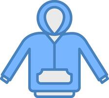 Kapuzenpullover Linie gefüllt Blau Symbol vektor