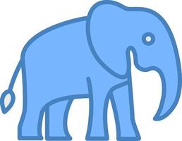 elefant linje fylld blå ikon vektor