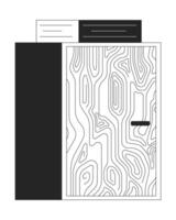 hölzern Kabinett mit Papier Stapel schwarz und Weiß 2d Linie Karikatur Objekt. minimalistisch Büro Möbel isoliert Gliederung Artikel. Zimmer Möblierung Detail monochromatisch eben Stelle Illustration vektor